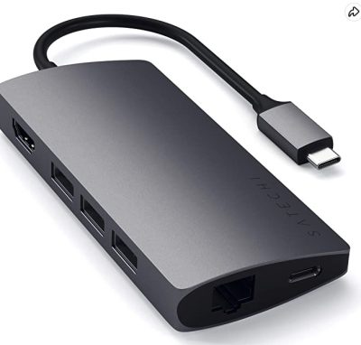 Satechi V2 マルチ USB-C ハブ 8-in-1 (スペースグレイ) 4K HDMI(60Hz), イーサネット, USBC PD充電, SDカードリーダー, USB3.0ポートx3