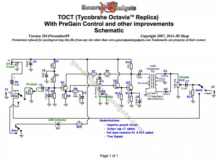 Tycobrahe octavia モディファイ回路図